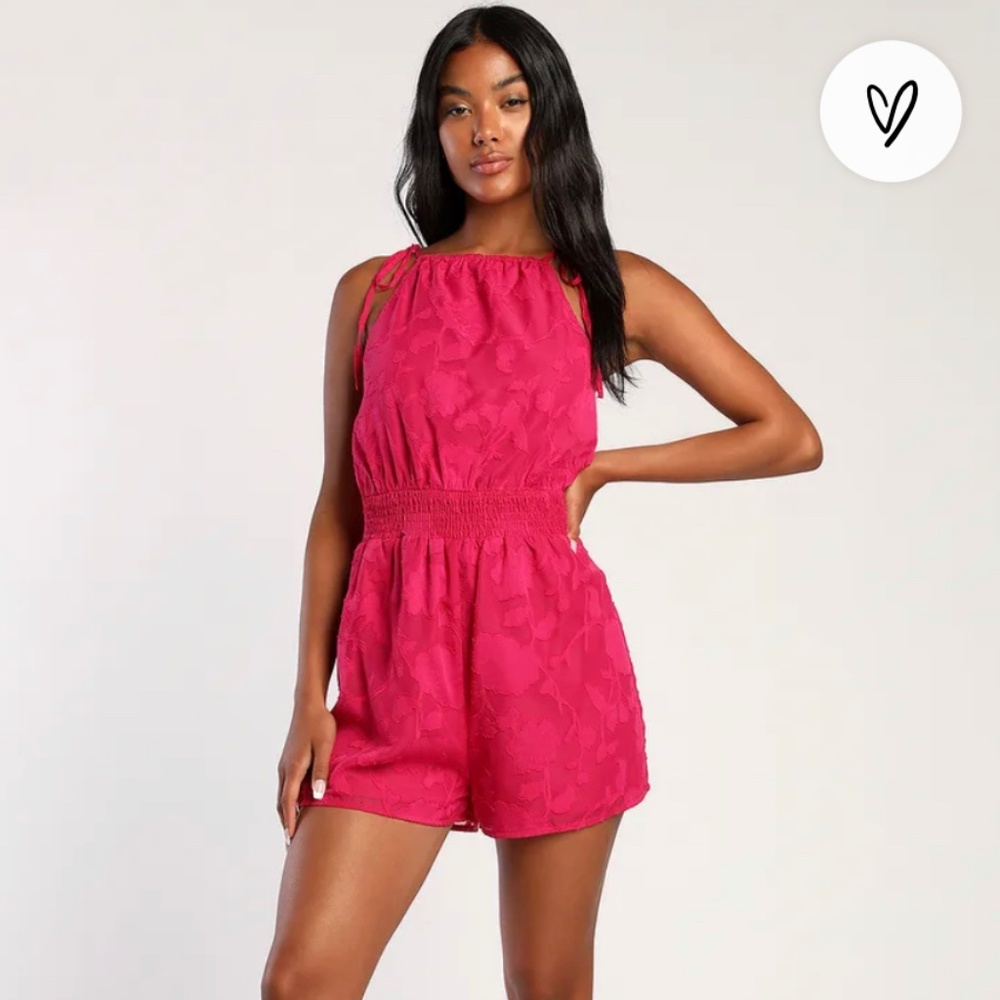 Lulu’s pink small romper nwt adjustable straps lined spring summer
